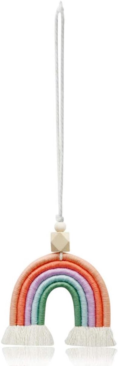 Achteruitkijkspiegel hanger, macramé, handgeweven regenboog, wanddecoratie, autospiegel, hangende accessoires, hangend ornament, autospiegel, ophanging, decoratie, auto, mannen, vrouwen