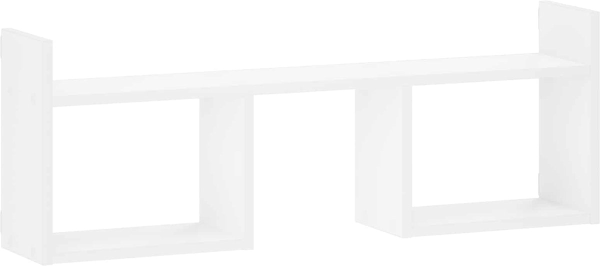 vidaXL Wandplank - Wit - 90 - x - 17 - x - 32 - cm - Bewerkt - hout