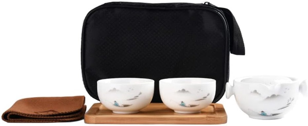 Baobao Handige Theepot Cup Porselein Theekopje Wit Geglazuurd Reis theeset (Landscape set)