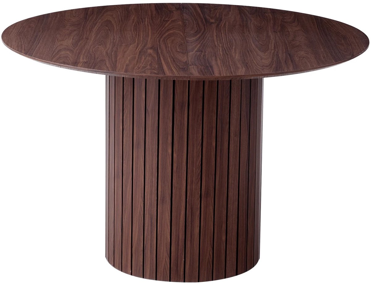 Homezo eettafel - Rond - Ø 120 cm - 4 tot 6 personen - Scandinavische stijl - Warme donkerbruine houtlook - Hoogte 76 cm