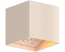Calex Volterra Oplaadbare Wandlamp Kubus - Oplaadbaar - Up & Down Tuinverlichting - Modern - Warm Wit Licht - Voor Binnen en Buiten - Waterdicht - Zand