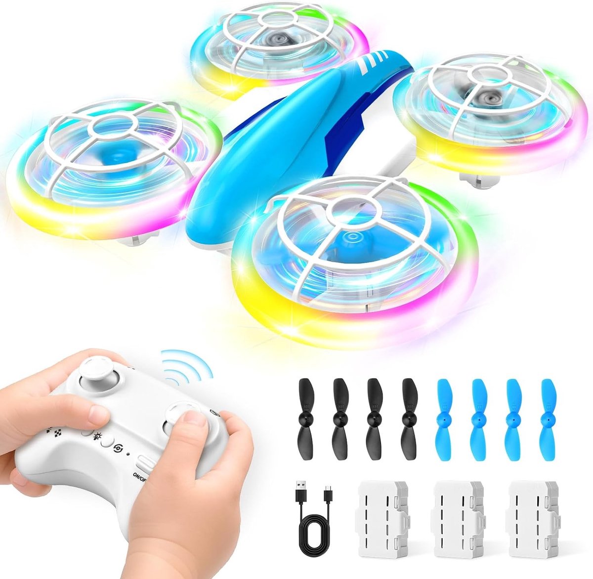 Drone met camera - Zwart - Quadcopter Speelgoed met LED Verlichting en 360° Flip - Voor Kinderen van 6-14 Jaar