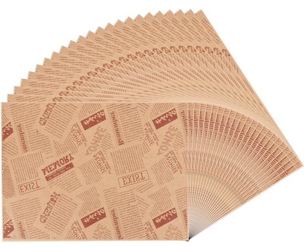 200 Vellen Deli Papier - 38 x 28 cm - Voor Sandwiches, Burgers, Frietjes en Taart