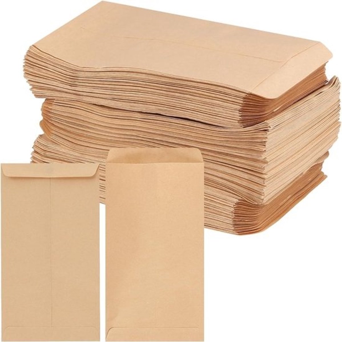 Dailygoods- Enveloppen 300 Stuks - Kraftpapier 9x16cm - Bruine Enveloppen - Loonenveloppen - Scheurvast - Draagbaar voor Organisatie - Geld-enveloppen