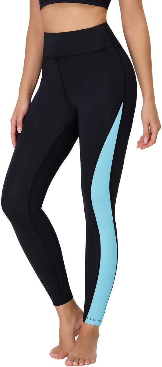 Zwemlegging voor dames, hoge taille, uv-bescherming, UPF 50+, lange zwembroek, sneldrogend, chloorbestendig, met binnenslip en zakken
