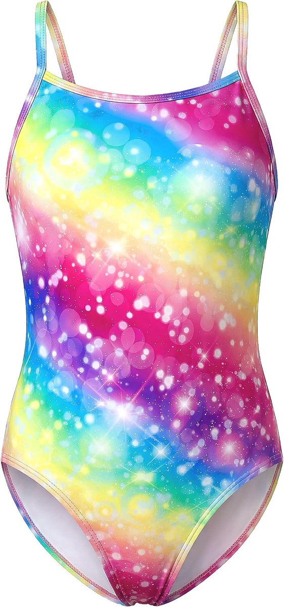 Zwemkleding voor kinderen met verstelbare bandjes, sneldrogend, rugloze zwemkleding met kleurverloop, geschikt voor het strand waterparken, voor kinderen 5-13 jaar