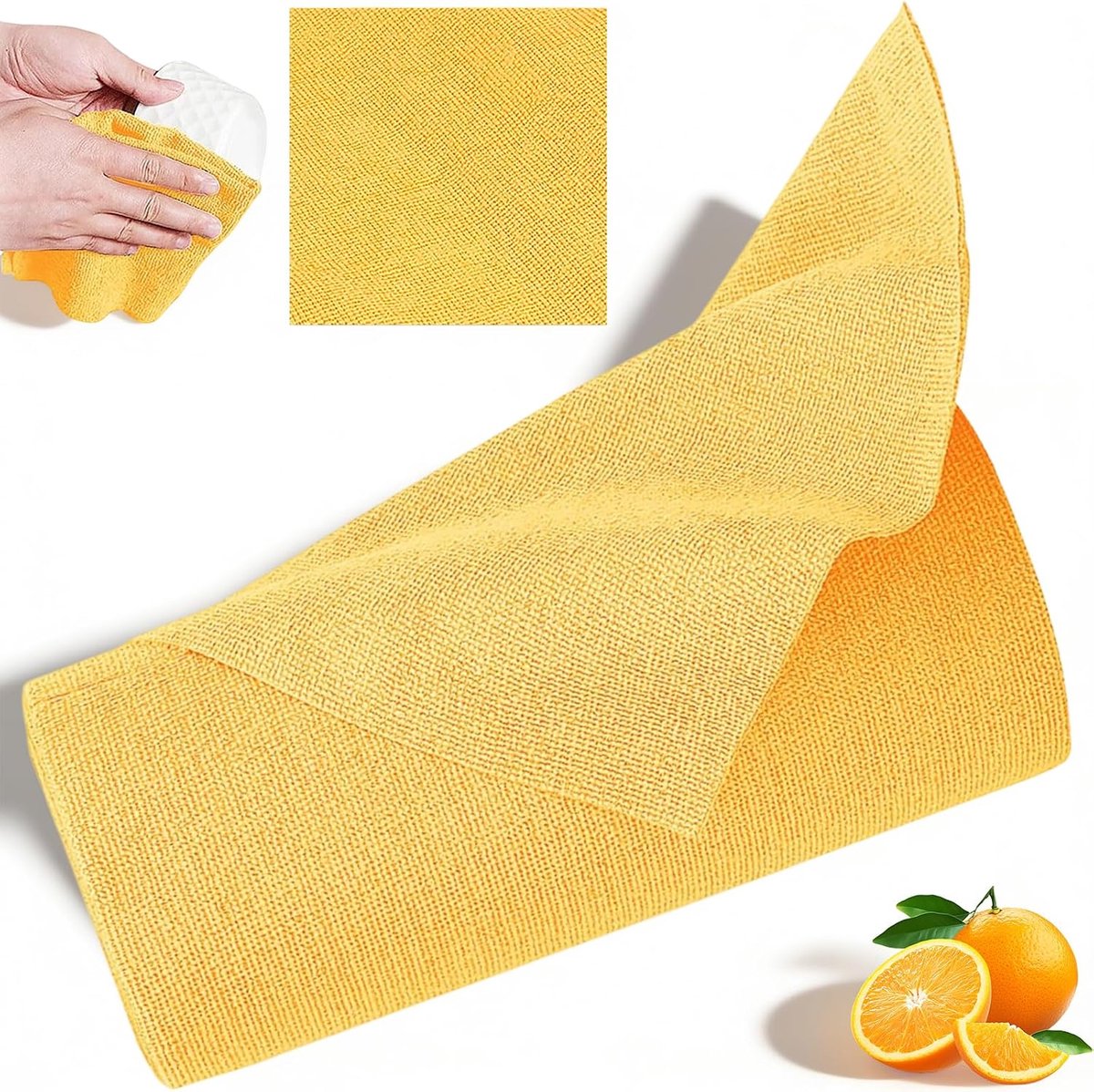Reinigingsdoeken van microvezel, 75 afscheurende reinigingsdoeken, herbruikbaar voor keuken, huis en auto, 30 x 30 cm (geel)