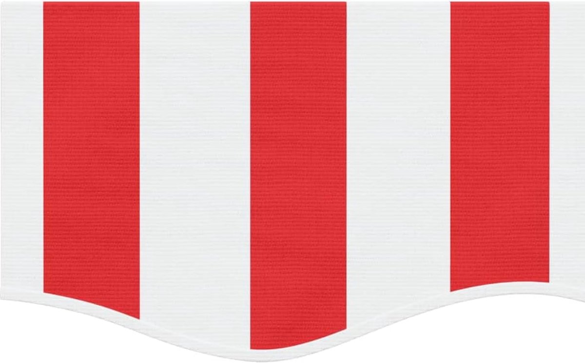 Luifel rood-wit gestreept 3 m weerbestendig en vuilafstotend 100% polyester PU-gecoat 280 x 20 cm vervangende volant voor luifel