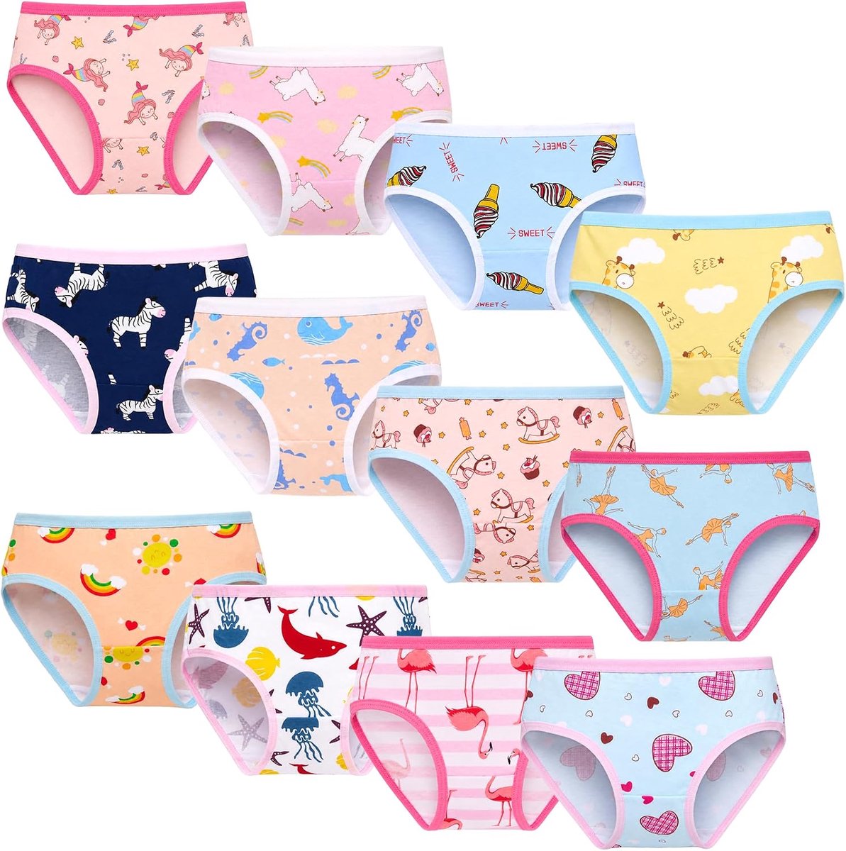 Onderbroek voor meisjes, katoen, voor kinderen, 94-128 (2-8 jaar), ademend, nauwkeurige maten, schattige designs voor kleuterschool, school, onder kleding