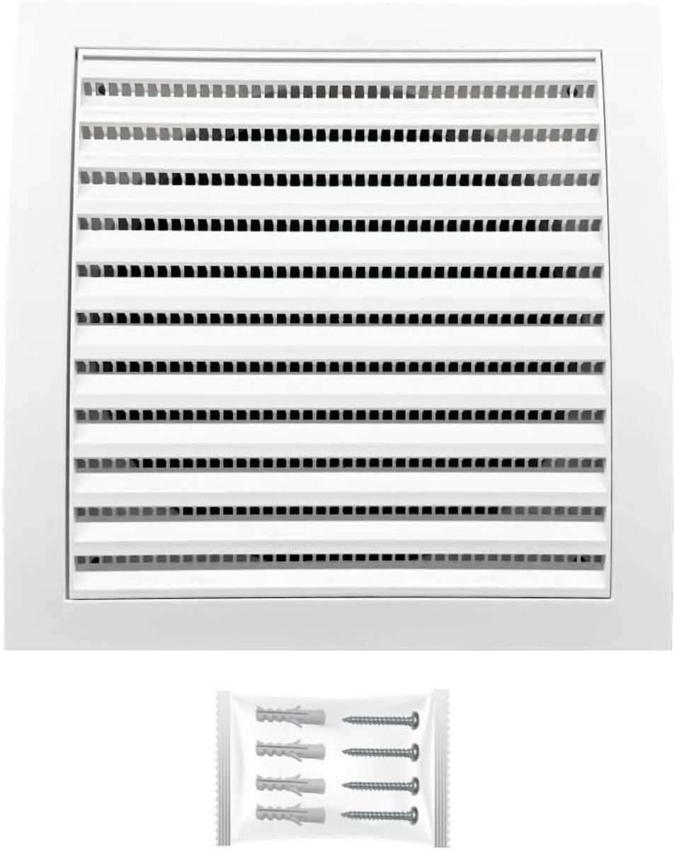 Ventilatierooster 125 mm Diameter 190 x 190 mm Wit Afzuigkap met Insectenbescherming – HVAC Kanaalkap ABS– Afzuigkap Pijp Vierkant Luchttoevoersysteem