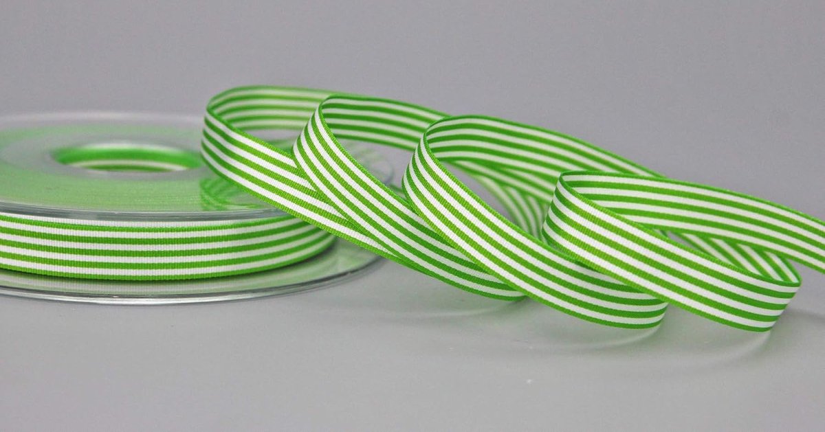 Strepen groen lichtgroen 9 mm x 25 m (rol) strepen cadeaulint lint lint stoffen lint gestreept elegant geschenkverpakking verjaardag Pasen decoratie premium band kaarten