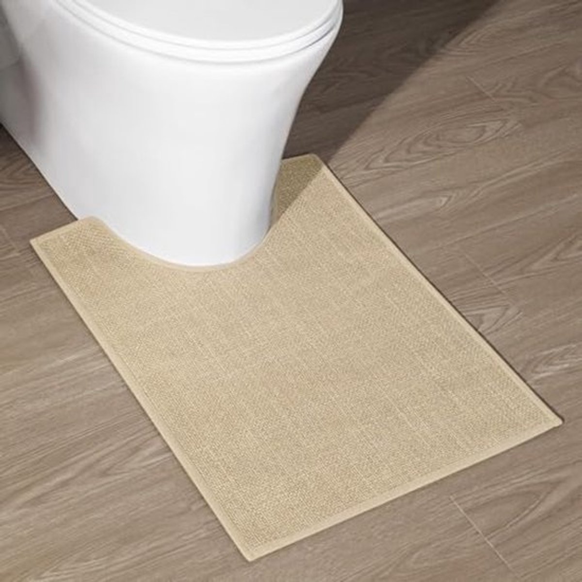 Antislip Badkamertapijt 44 x 61 cm - Wasbaar, Imitatielinnen, Beige