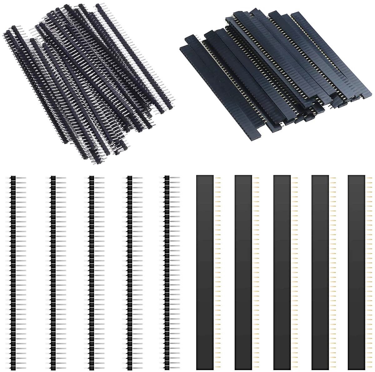 60 stuks 2,54 mm pin header plug en bus combinatie pin header 0,1 inch 40 pin single row breakaway PCB board connector kit voor Arduino PCB DIY