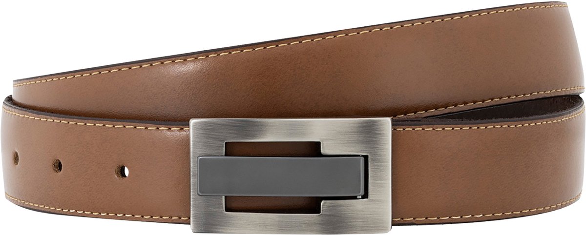 LINDENMANN leren heren riem - cognac