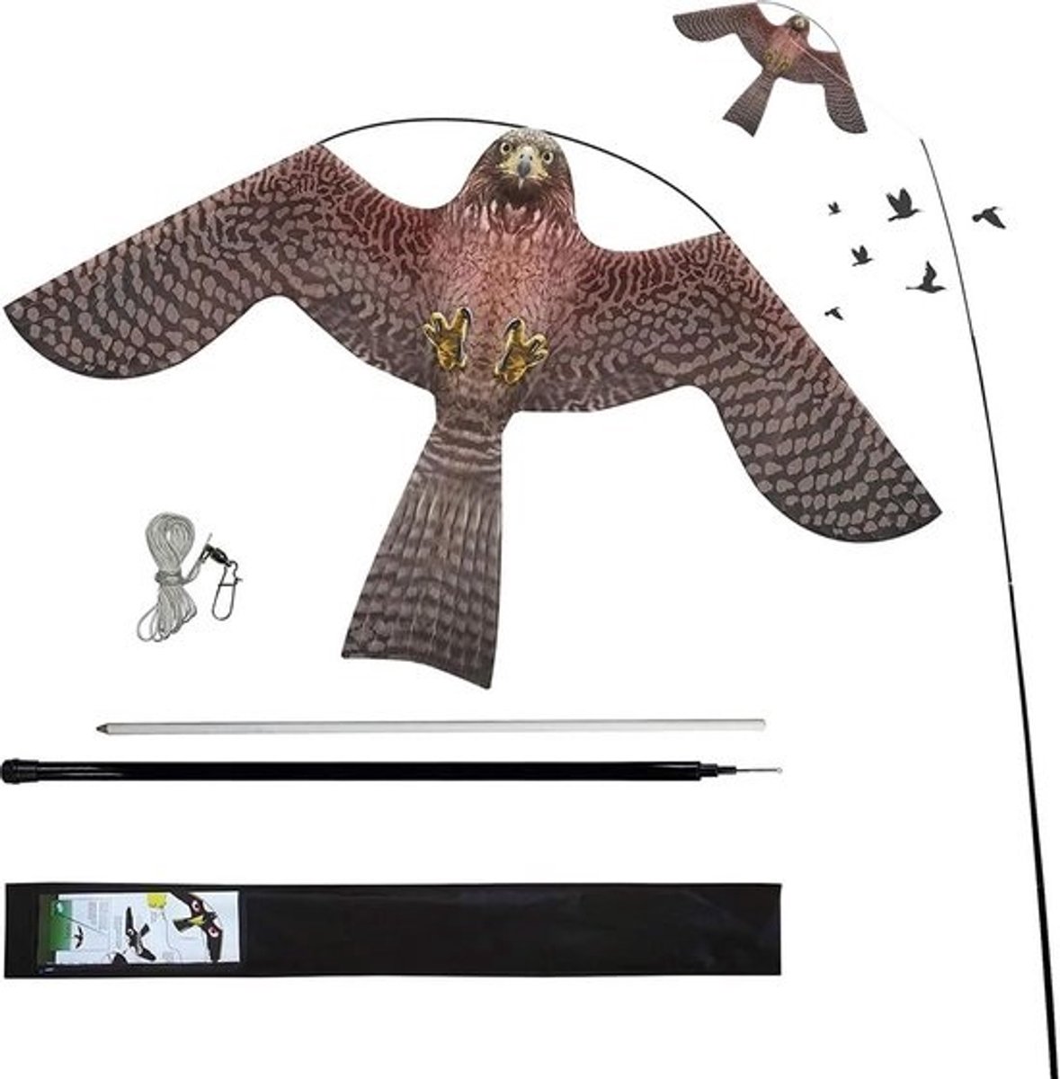 Vogelbescherming telescopische vogelverschrikker A-draak met 4 m uittrekbare stang voor tuin achtertuin gazon boerderij en veld