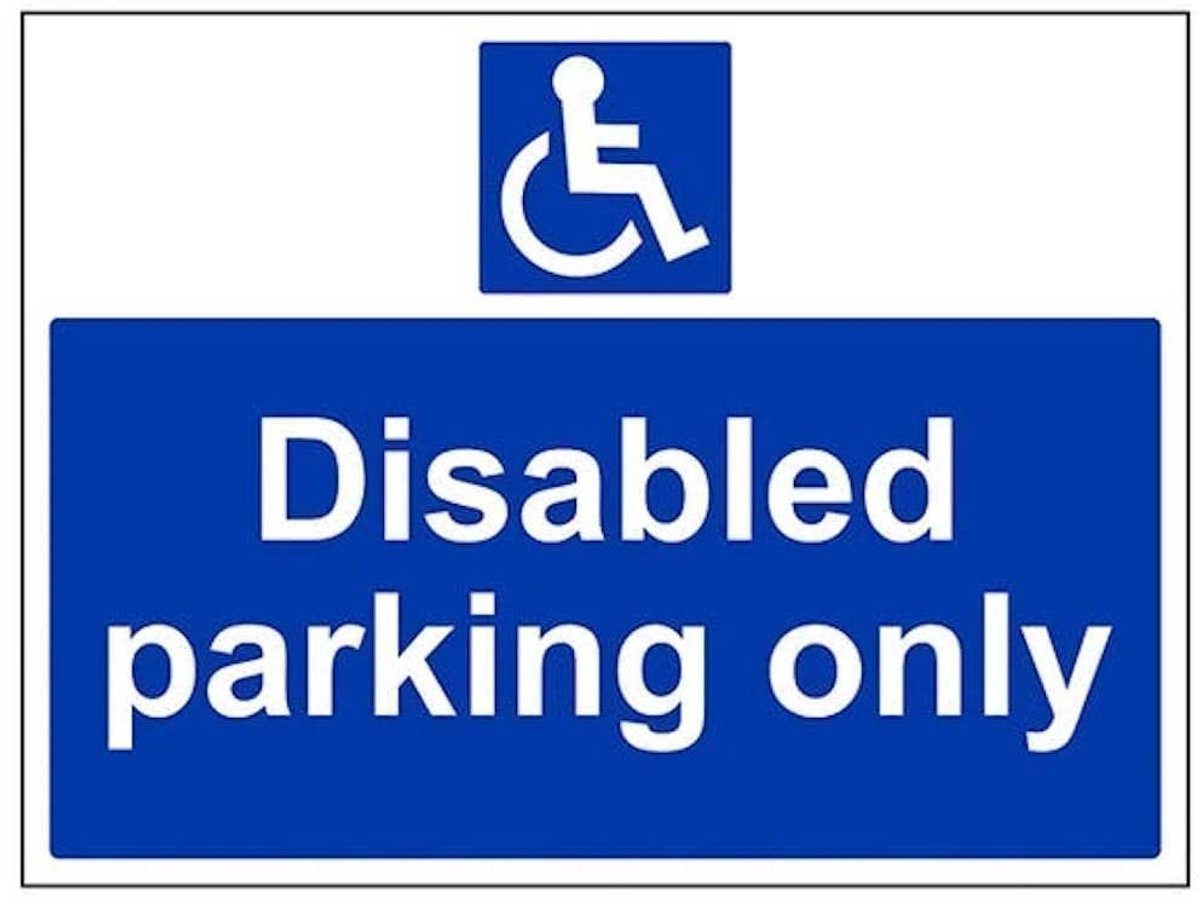 Disabled Parking Only Sign - 400mm x 300mm - 2mm Rigid Plastic