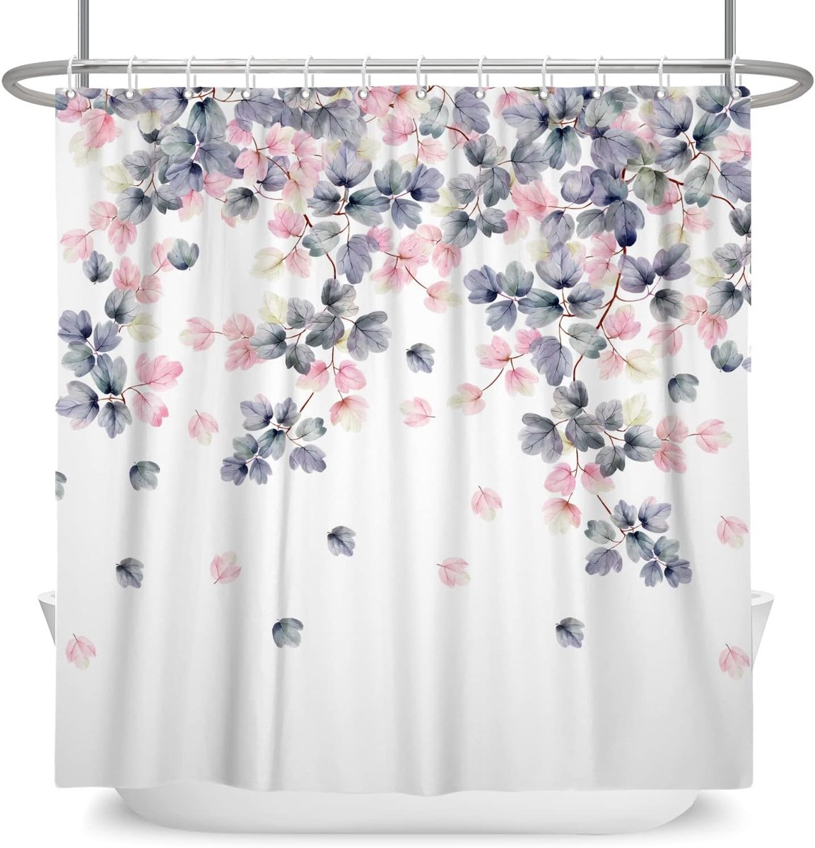41x63 inch Roze Grijs Bloemen Douchegordijn Lente Boho Vintage Stijl Romantische Bloeiende bloemen Planten Natuur Landschap Badgordijn voor Badkamer Badkuipen Wasruimte Decoraties met Haken