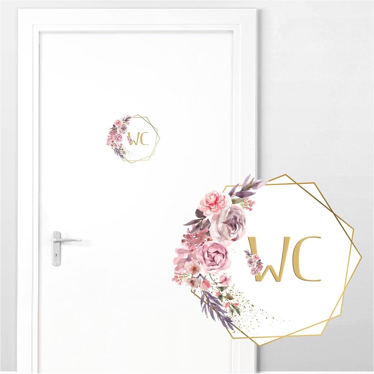 Deur sticker WC met bloemenrank I 20 x 18 cm (b x h) I muursticker badkamer zelfklevend toilet muursticker toilet muursticker DL44