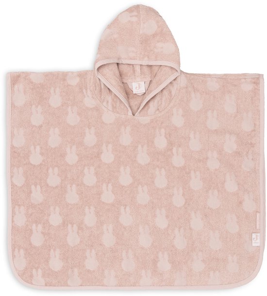 Poncho de bain rose pâle à capuche avec motif jacquard Miffy.