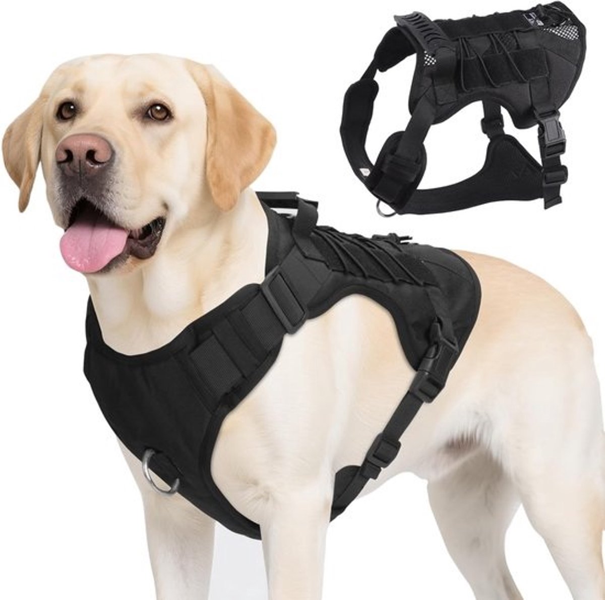 Verstelbaar hondentuig voor middelgrote en grote honden - trekvrij tuig met handvat - voor training en wandelen, stevig en comfortabel