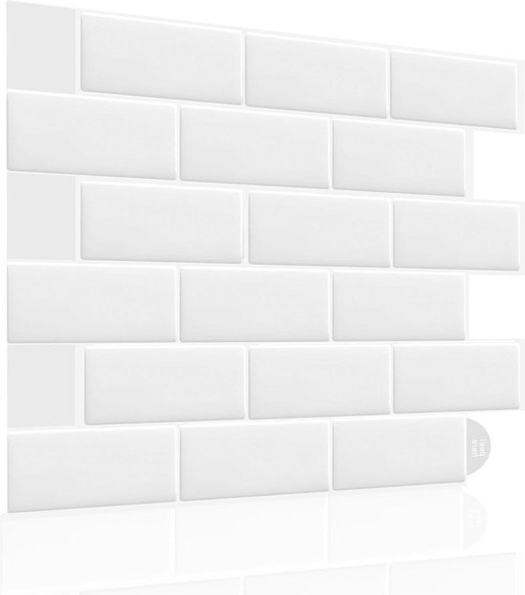10 stuks tegelstickers zelfklevende plaktegels voor badkamer en keuken - 305 x 305 cm - 3D dikte 12 mm - waterdicht - tegellook wit
