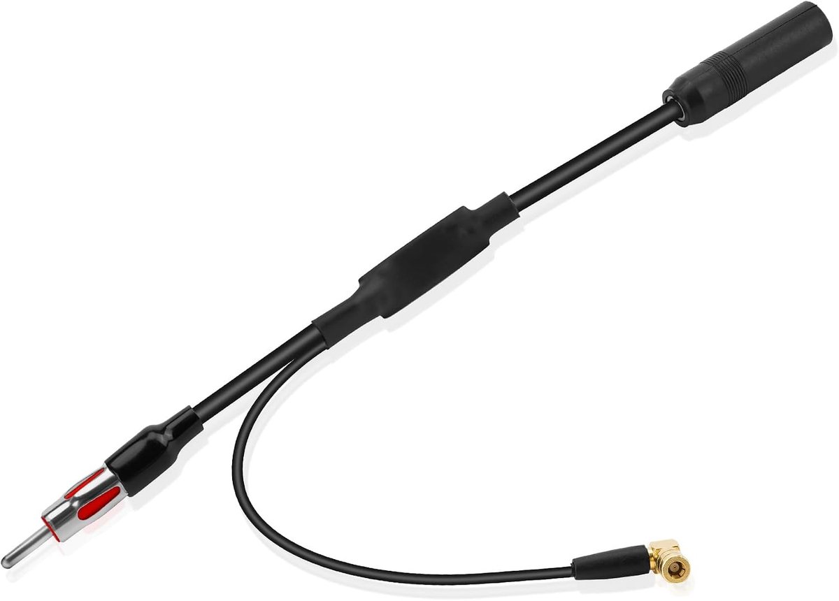 DAB+/FM Antenne Splitter Adapter Kabel voor Auto | ISO naar DIN & SMB Plug Connector | Compatibel met Pioneer, Sony, Alpine, TechniSat, Blaupunkt Autoradio's