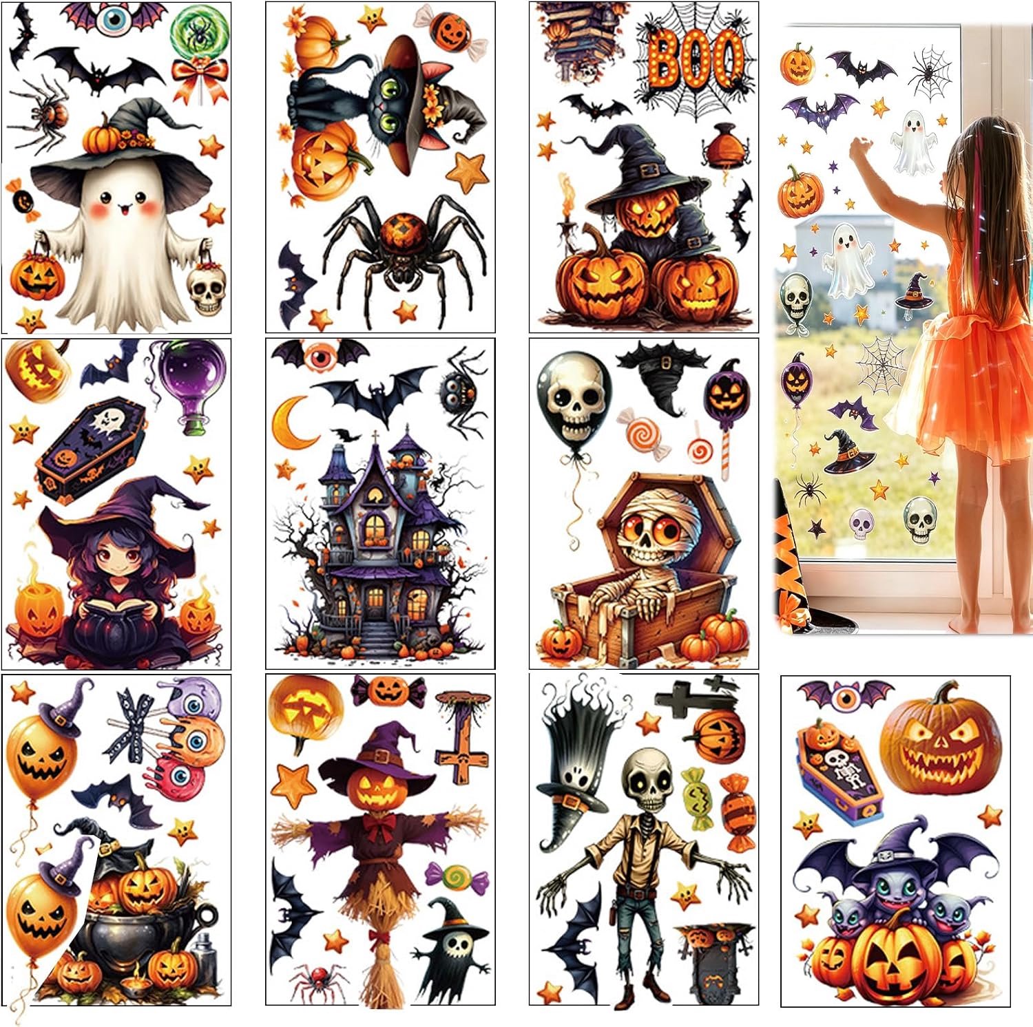 10 stuks raamafbeeldingen Halloween, 20 x 30 cm Halloween griezelig