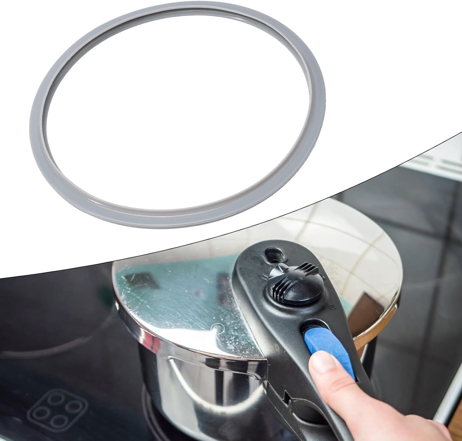 Siliconen afdichtingsringen voor thuis, rubberen transparante vervangende pakking, snelkookgereedschap (18 cm, 22 cm, 24 cm) (24 cm)