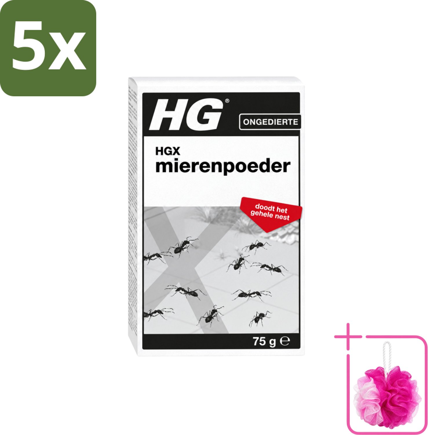 5 x HG X - Ongedierte - Mierenpoeder - Doodt Het Gehele Nest - 75 g - Bulkverpakking - Mierenpoeder - Douchemop - Mierenbestrijding