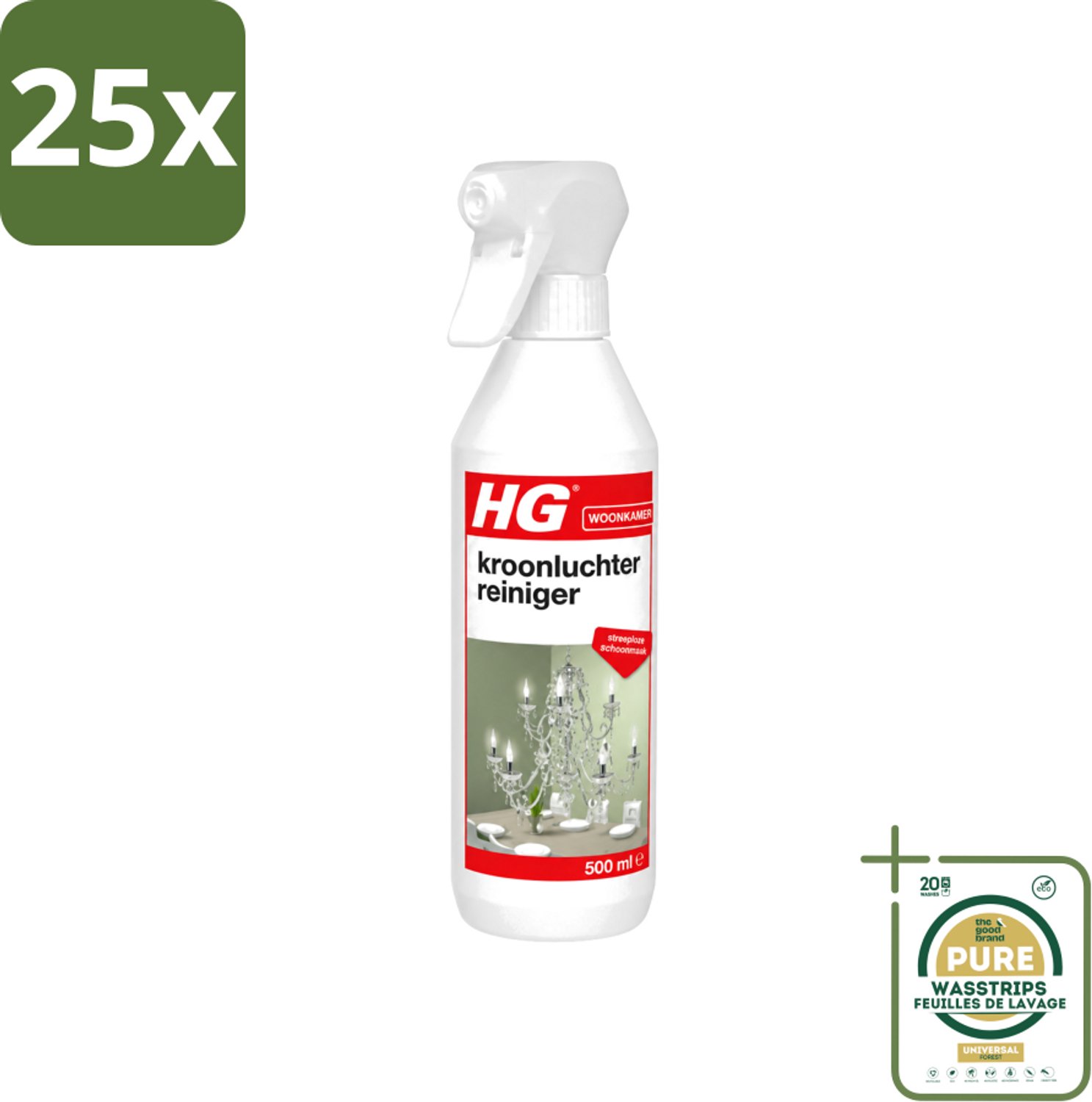 25 x HG - Kroonluchterreiniger - Streeploze Schoonmaak - 500 ml - Wasstrips - Kroonluchter Reinigen - Koperen Reinigen - Messing Reinigen - Bronzen Reinigen - Vuil Verwijderen