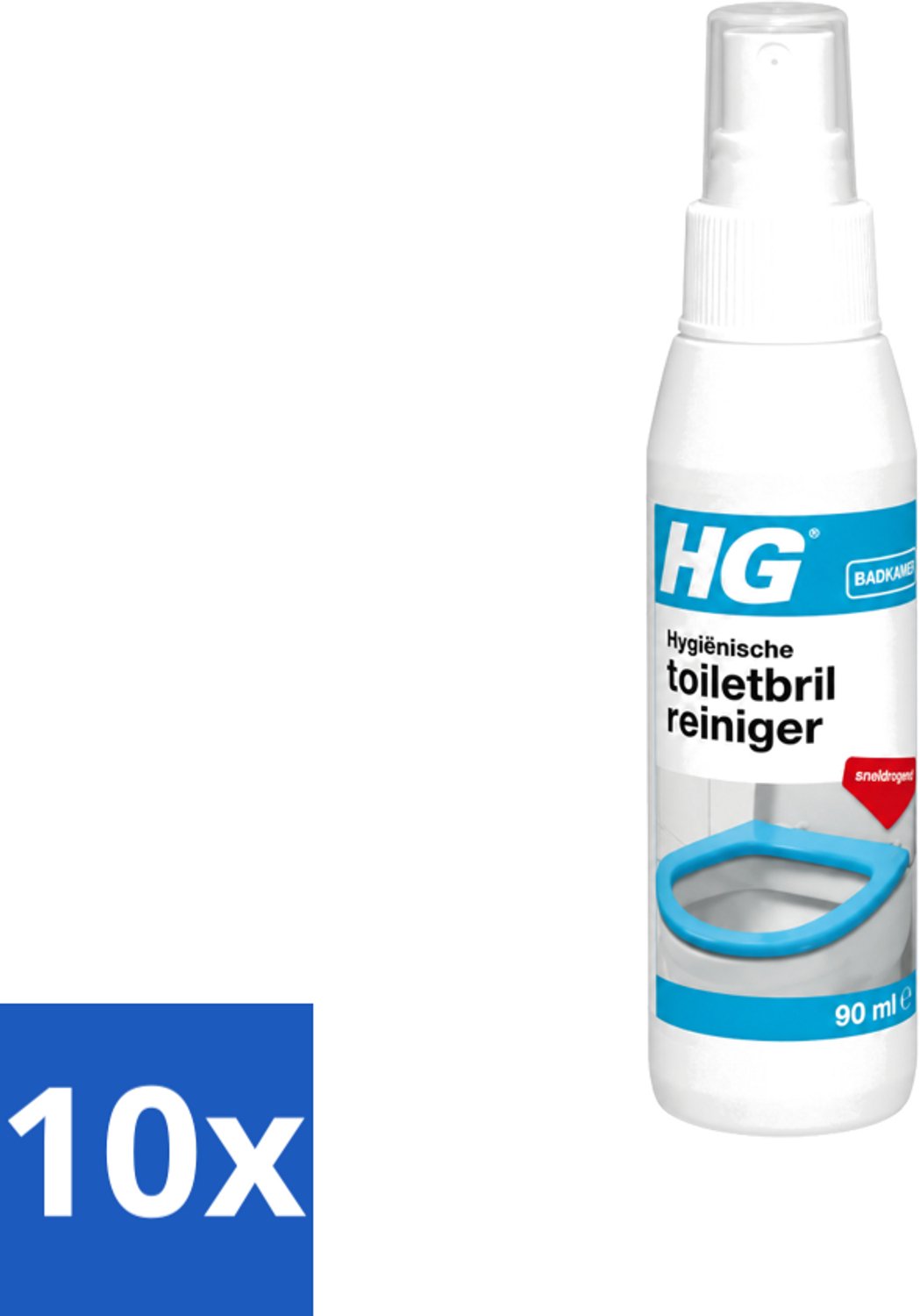 10 x HG - Badkamer - Hygiënische Toiletbrilreiniger - Sneldrogend - 90 ml - Voordeelverpakking - 10 stuks