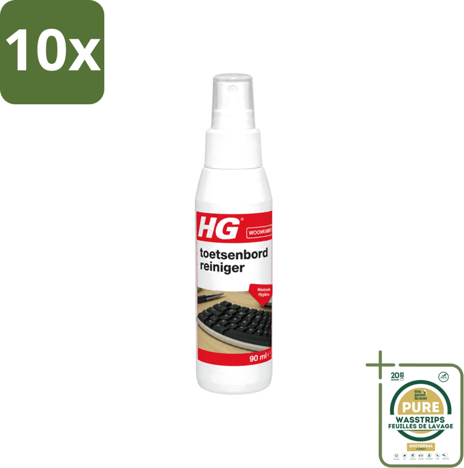 10 x HG - Toetsenbordreiniger - Maximale Hygiëne - Reinigt Snel & Effectief - 90 ml - Wasstrips - Toetsenbord Reinigen - Toetsenbord Reiniger - Toetsenbord Schoonmaken - Toetsenbord Hygiëne - Toetsenbord Reinigen Zonder Schade