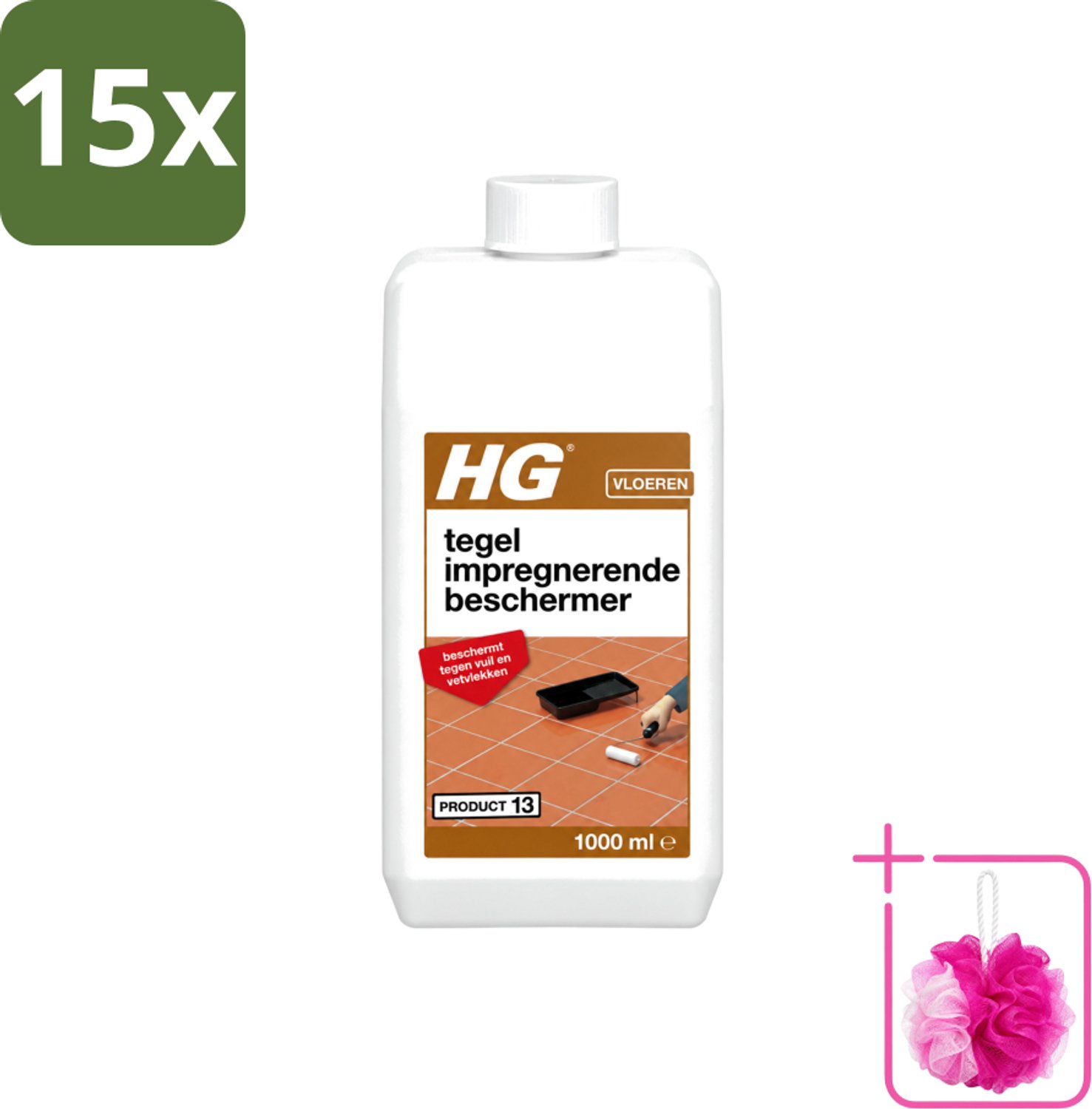 15 x HG - Vloeren - Tegel Impregnerende Beschermer - Beschermt Tegen Vuil & Vetvlekken - 1L - Bulkverpakking - Tegelbeschermer - Douchemop - Vuilvrij