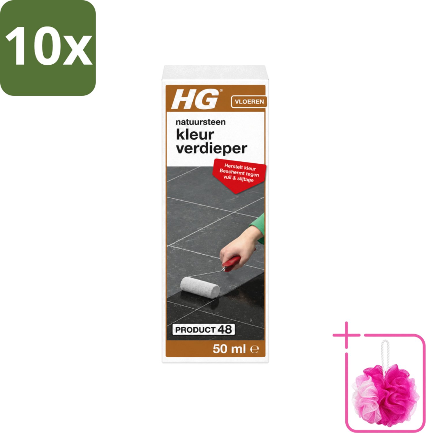 10 x HG - Natuursteen Kleurverdieper - Herstelt Kleur - Beschermt Tegen Vuil & Slijtage - 50 ml - Bulkverpakking - Natuursteen kleurverdieper - Douchemop - Natuursteen beschermen
