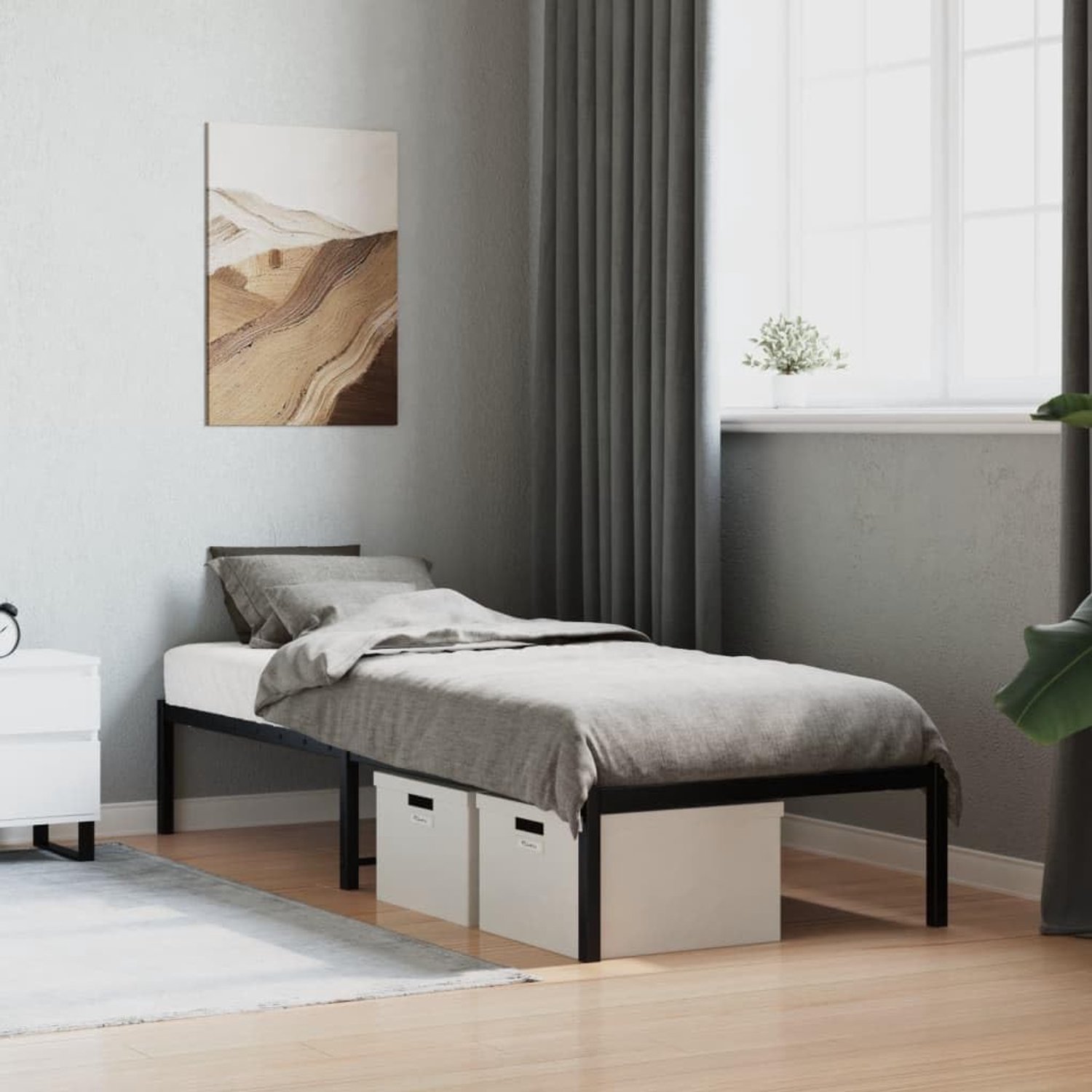 Bedframe met opbergruimte Klassiek Zwart 80x200 cm