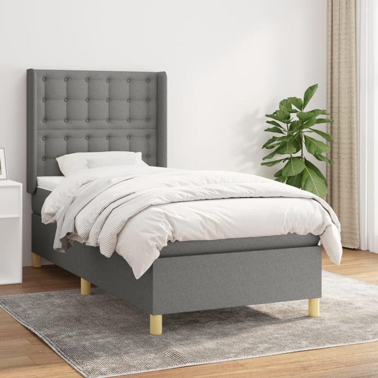 Verstelbaar hoofdbord boxspring 100x200 cm donkergrijs