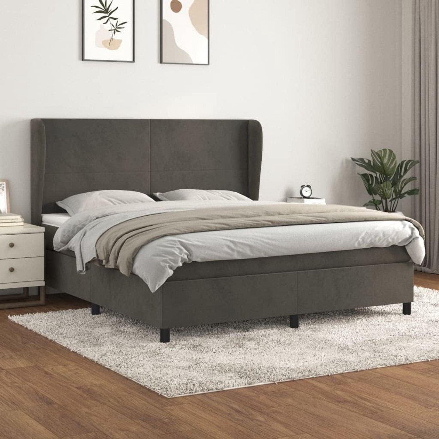 Boxspring verstelbaar hoofdbord pocketvering 180x200 donkergrijs