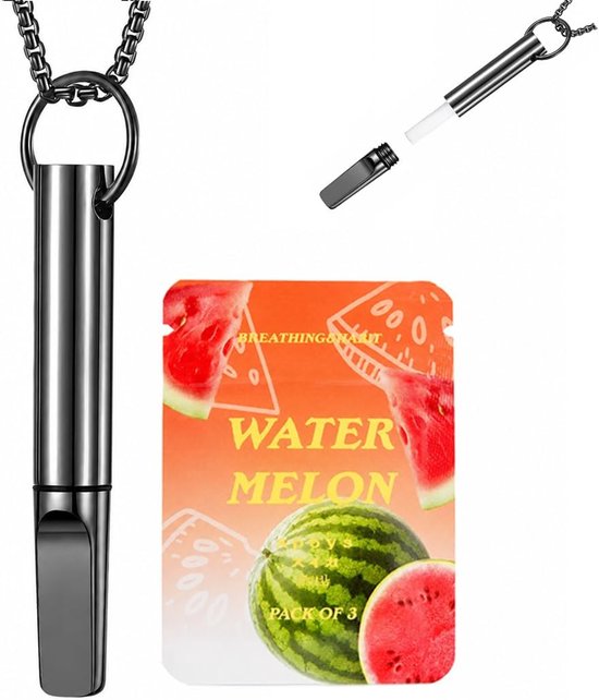 1 Stuks Rookstop Hulpmiddel met Watermeloenfilters, Nicotinevrij & Chemievrij Ademhalingsketting Ademtrainer, Anti-Stress Hulp om te Stoppen met Roken, Draagbaar voor Onderweg (B) — afbeelding 4