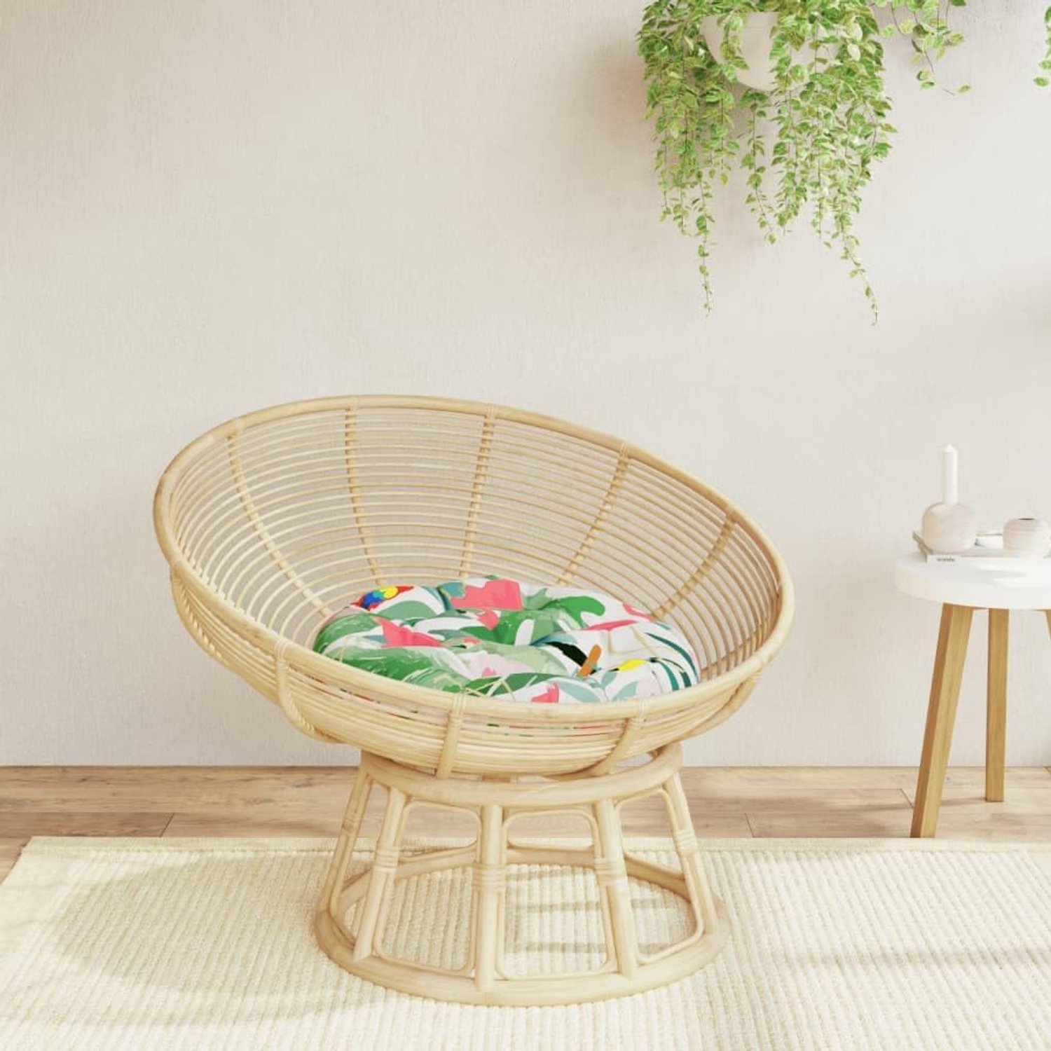 Zitkussen van Oxford-weefsel, Ø 60 x 11 cm, meerkleurig, met zachte holle vezelvulling en antislip koorden voor tuinmeubelen, krukken en poefen.
