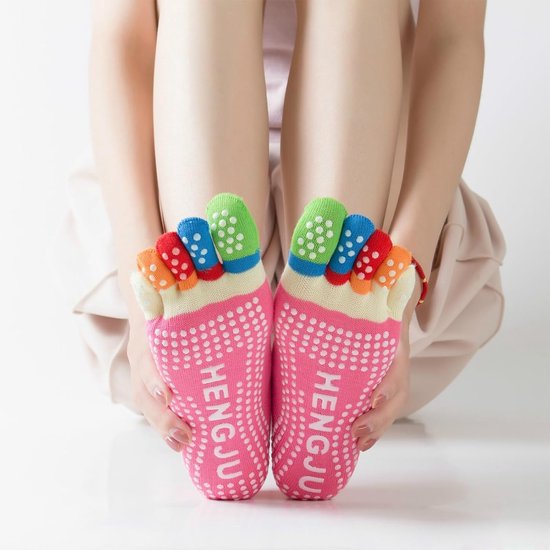 3 Paar Teensokken Dames - Antislip Yoga Sokken met Grippers — afbeelding 3