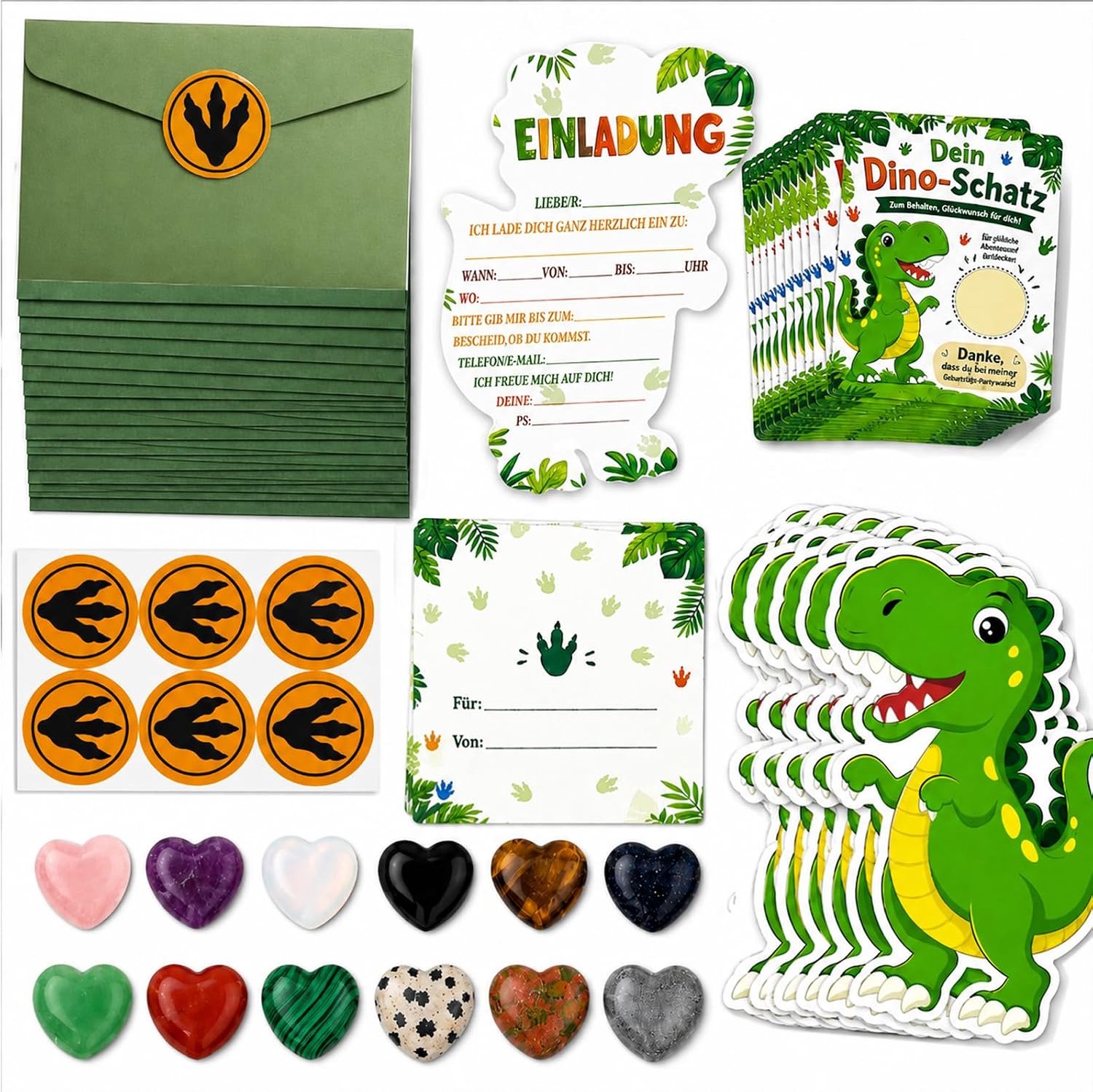 Dino uitnodigingskaarten 12 stuks - inclusief enveloppen en stickers - dino verjaardagsfeest - unieke kinderverjaardag - Homevero