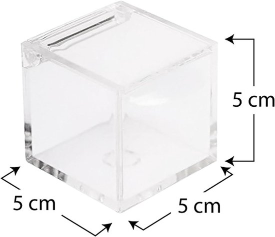 40 doosjes van plexiglas, 5 x 5 x 5 cm, kubusvorm, transparant, personaliseerbaar, voor bruiloft, doop, geboorte, communie, afstudeerfeest — afbeelding 3