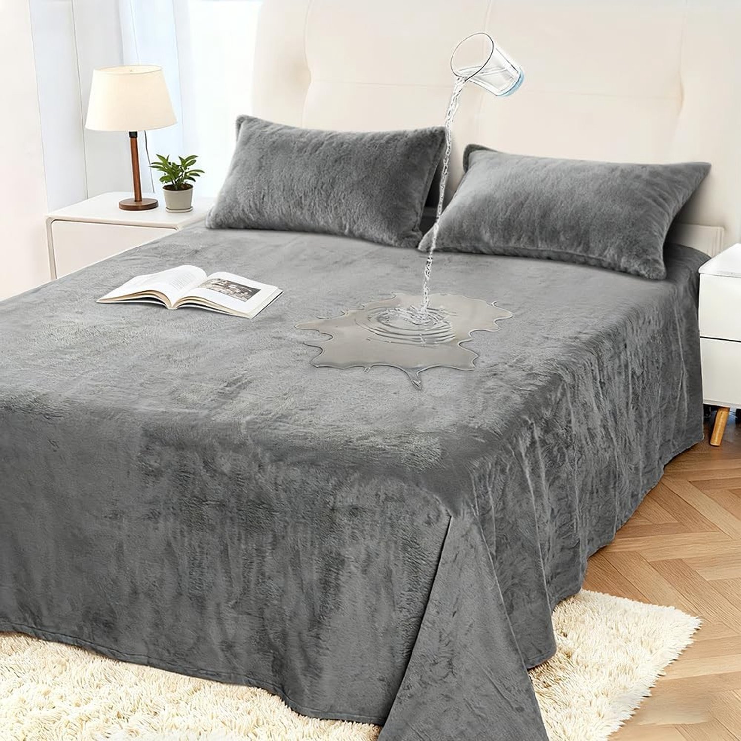 Waterdichte Bedhoes - Zacht Velvet - Grijs 230x300cm
