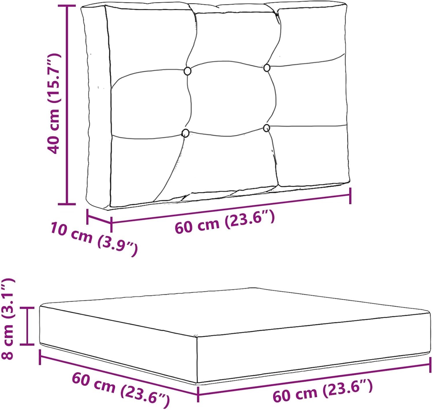 Bankkussen voor buiten 3 stuks K?nigsblauw polyester 60x60x8 cm + 2X 60x40x10 cm weerbestendig voor terras, tuin, balkon