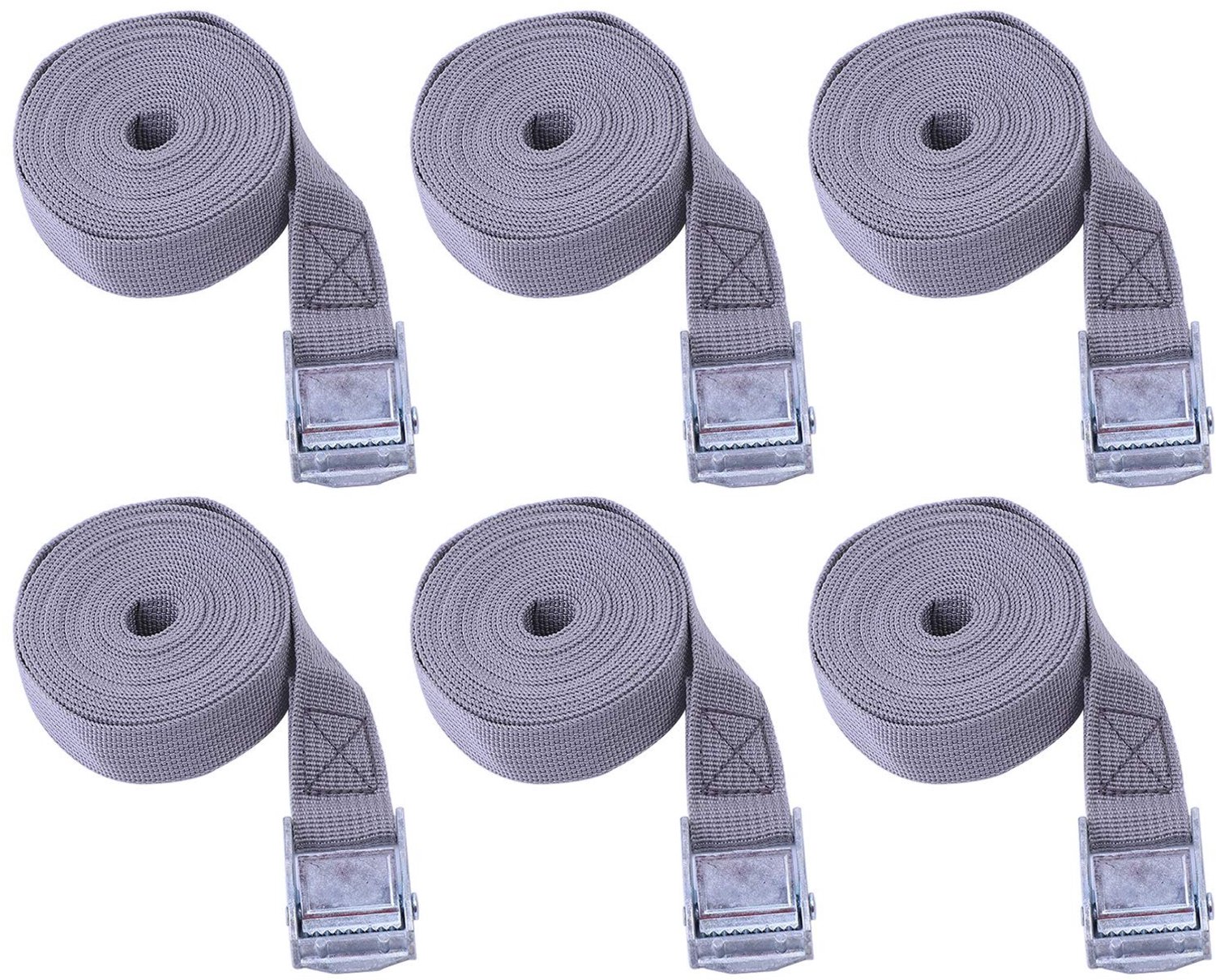 Sjorriemen 6 Stuks - Ratelriemen - Spanbanden - Zink-IJzeren Gespen - Polyester - 25 mm x 5 m