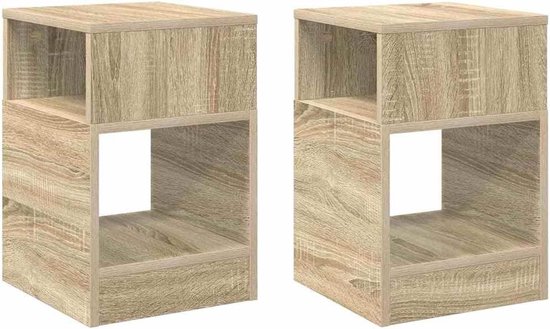 Bijzettafel set van 2 houtmateriaal Sonoma eiken 30,5x30x45 cm — afbeelding 2
