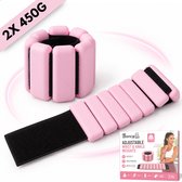 Boncy® Enkelgewichten en Polsgewichten - 2 x 450g Siliconen Gewichten voor Pols & Enkel, Arm & Been - Enkelgewicht Polsgewicht Gewichtjes - Ankle & Wrist Weights Gewichtsmanchetten Verstelbaar - Pilates Fitness Yoga Krachttraining Wandelen Hardlopen