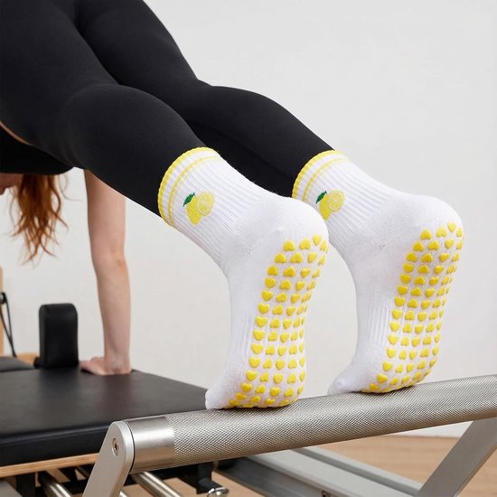 4 Paar Dames Antislip Pilates Sokken met Anti-Slip Noppen - Comfortabel & Stijlvol — afbeelding 2