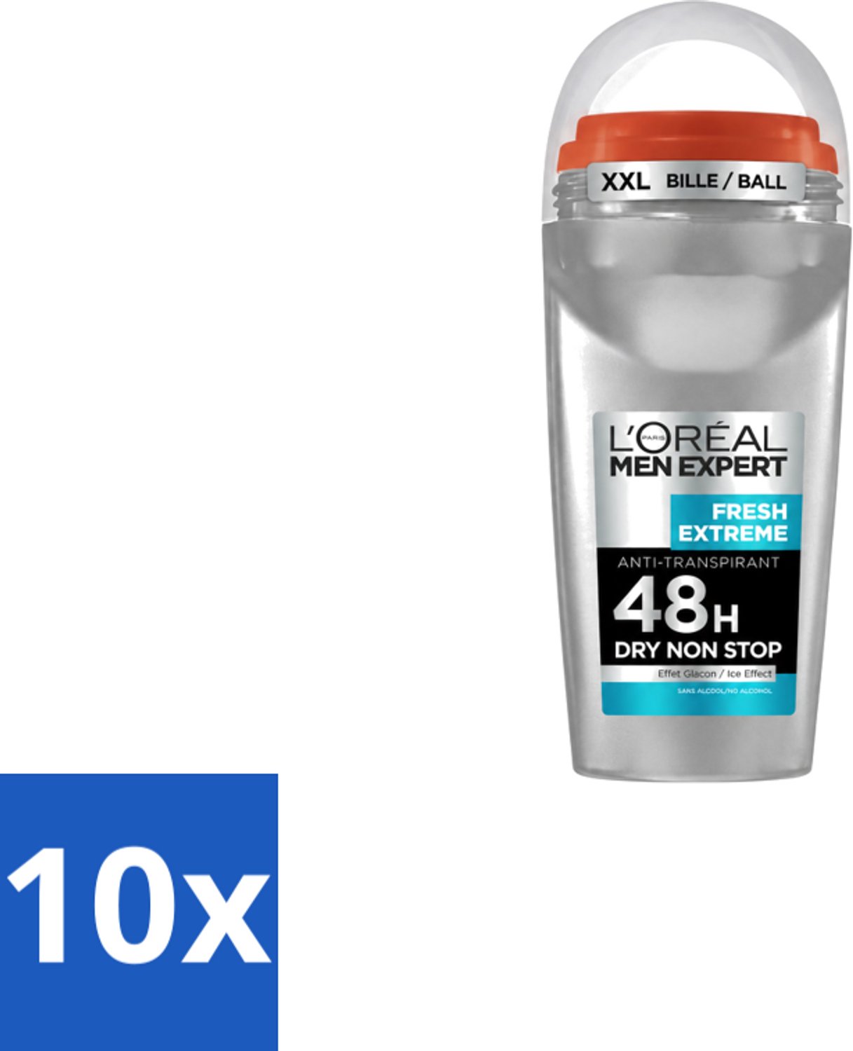 10 x L’Oréal Paris Men Expert – Deodorant Roller – Fresh Extreme 48H – 50 ml - Voordeelverpakking - 10 stuks