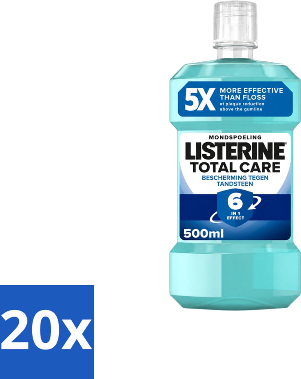20 x Listerine – Mondwater – Total Care Bescherming Tegen Tandsteen – 500 ml - Voordeelverpakking - 20 stuks